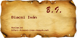Biacsi Iván névjegykártya